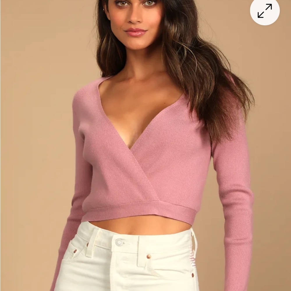 Lulu's Pink Wrap Crop Top
